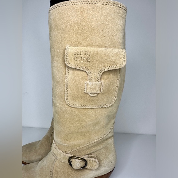 See by Chloe Western Suede Tan Calf Heeled boots with Pocket sz 36 - Picture 10 of 10